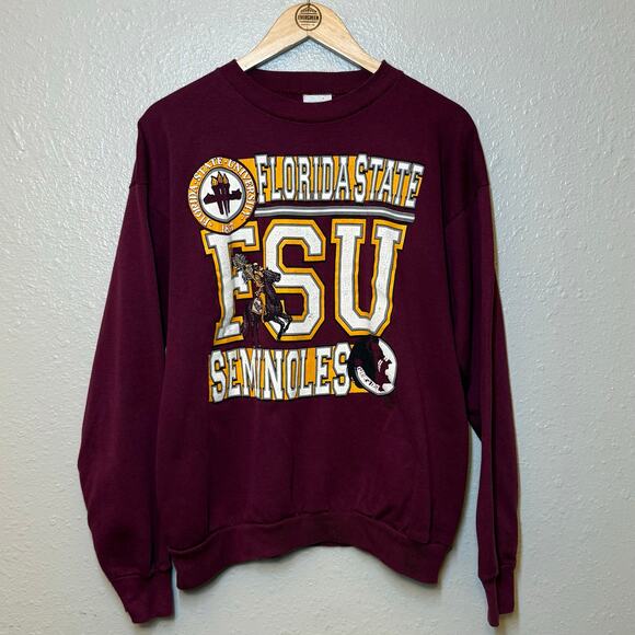 FSU Florida State Seminoles Sweatshirt Crewneck Tultex VTG 80s Maroon Unisex XL - Picture 10 of 11